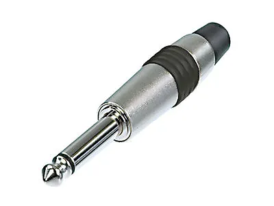Rean NYS224C-0 Mono TS 2 Pole 1/4  6.35mm Jack Plug Black ID Rean Nickel • £3.49