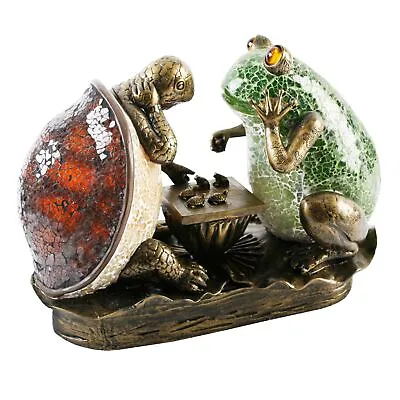 Frog & Tortoise Lamp Orange/Grn Crackle Glass Effect • £179