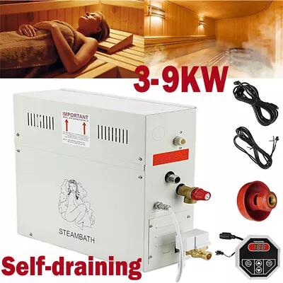 3/9KW Auto Drain Steam Generator Shower Sauna Bath Home Spa - Waterproof Control • $238.98