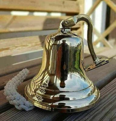 Nautical 5'' Vintage Brass Captain Ship Bell Maritime Wall Bracket Boat Decor • $36.60