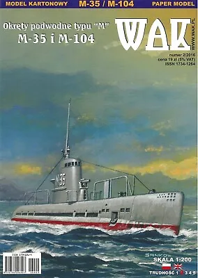 Card Paper Cut Out Model Kit WAK M-35 & M-104 Submarine Scale 1-200 • £7.20
