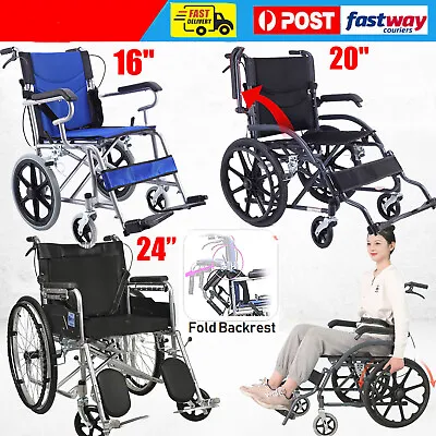 24  Foldable Wheelchair Park Brakes Lightweight Soft Mobility Aid Fold Disabled • $133.89
