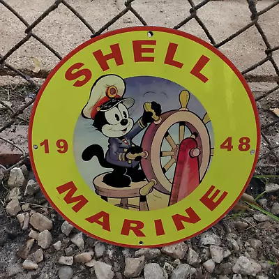 1948 Shell Marine  Felix  Gas & Oil Station Garage Man Cave Sign • $169