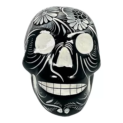 SUGAR SKULL Day Of The Dead Mexican Folk Art Coin Bank 5  T Hand Painted • $14