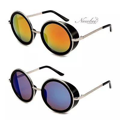 Women Mirror Flash Lens Round Studio Cover Side Shield Sunglasses Metal Frame • $9.99