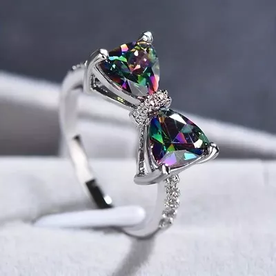 Woman's Bow Ring Mystic Topaz Size 8 • $5