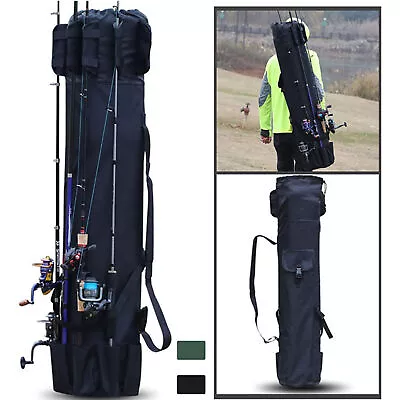 Portable Fishing Bag Fishing Rod Bag Reel Case Tackle Carrier Holder Storage Bag • $31.25