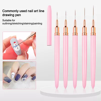 1/5PCS Nail Art Brushes Liner Detailer Striping Brush Fine Line Manicure Pens US • $6.64
