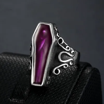 Gothic Mens Stainless Steel Coffin Shaped Ring Halloween Skeleton New In Hand • $13.99