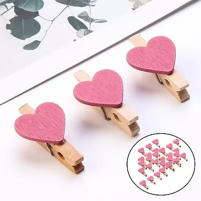 30pcs Natural Wooden Mini Pegs Craft Colored Photo Hanging Spring Clips 30mm • £5.72