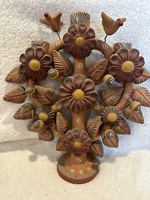 Tree Of Life Mexican Folk Art Clay Pottery Candelabra Mexico • $250