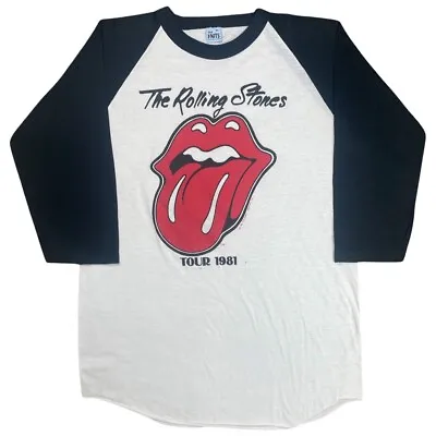 Vintage 80s Rolling Stones Shirt 1981 Tour 3/4 Sleeve Size Raglan XL 20x30 RARE • $99.99