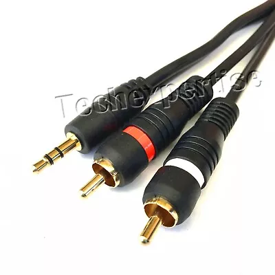 3.5mm Aux Jack To 2 RCA Phono Stereo Audio Y-Splitter Cable Cord Gold Plated M-M • $15.47