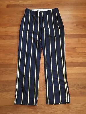 Alleson Retro Chromagear Custom Baseball Pant Men L Navy Yellow Stripe J828A1 • $5.95