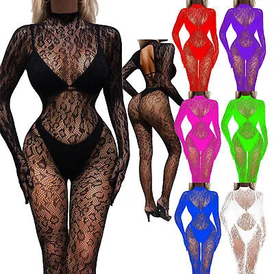 Women's Jumpsuit Fishnet Bodysut Full Body Leotard Transparent Lingerie Clubwear • $7.19