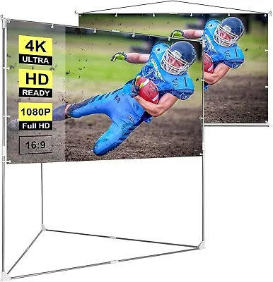 100 Inch 2-in-1 Portable Video Projector Screen With Triangle Stand 16:9 Aspect • $29.98