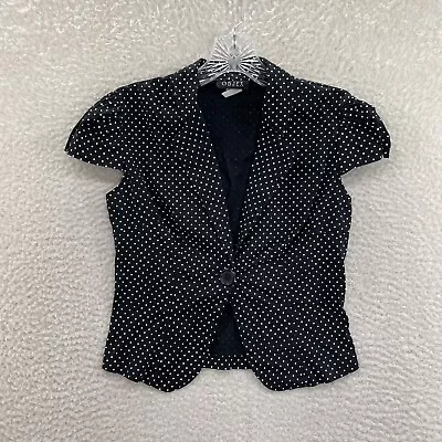 $46 • Buy Y2K 2000s Objex Black Polka Dot Cap Sleeve Mall Goth Alice Cullen Vest Top S