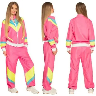 Boland Retro Babe Shell Suit 80s Women's Fancy Dress Costume - Neon Pink • £21.99