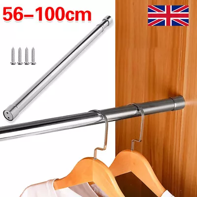 Round Rail 28mm Wardrobe Pole Hanging Tube Bar Clothes Rail Stainless + Fittings • £8.49