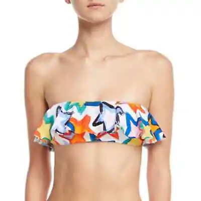 MILLY Cabana Swimsuit Top Bandeau Womens S Multicolor Star-Print Bikini NEW • $57