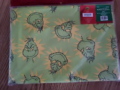 Allover Grinch Head Green Christmas Vinyl Tablecloth 52  X 70  Table FREE Ship • $16.99