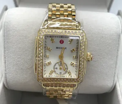 New Michele Deco Mid Gold Diamond Stainless Steel Watch MWW06V000124 • $2495