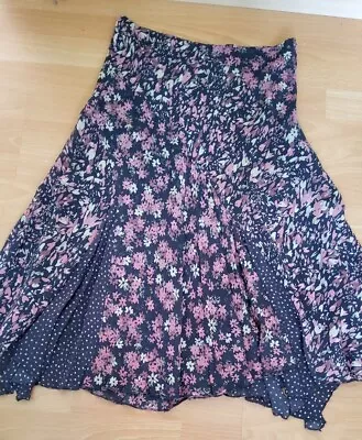 Marks And Spencer  Ladies Pink & Purple Floral A-line Panelled Skirt Size 10 R • £4.50