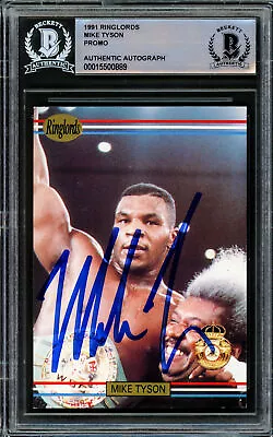 Mike Tyson Autographed 1991 Players International Ringlords Sample Card Beckett • $399