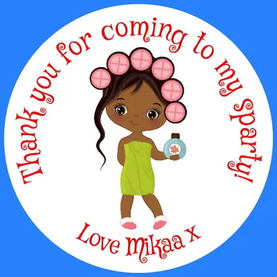 £2.60 • Buy Girls Brown Skin  Pamper Spa Party  Personalised Gloss Birthday Party Stickers