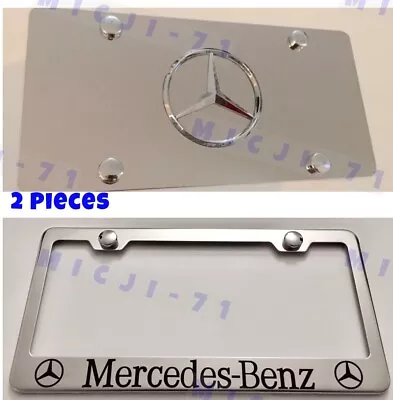 Mercedes Benz Mirror Front Plate & License Metal License Plate Frame Combo • $42.99