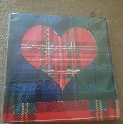 £3.19 • Buy Red Heart Tartan Scottish Design Paper Napkins /Serviettes X 20