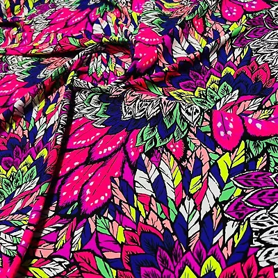 Colorful Feathers Print 4-Way Stretch Fabric 60  Wide Swimsuit Spandex By Yard • $12.99