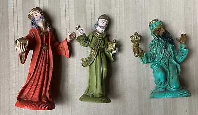 Vintage Three Wise Men Nativity Figures Pieces Hard Plastic - Made In ITALY • $12.95