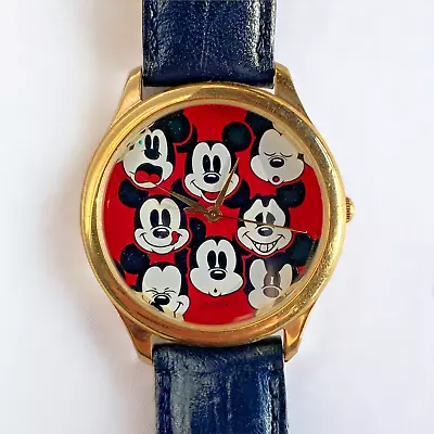 VTG 1990's Mickey Mouse Moods Faces Watch Disney Store Exclusive Red Black • $34.97