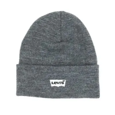 Levis Batwing Embroidery Turnup Beany Hat / Wooly Hat 225984 - Grey • £19.99