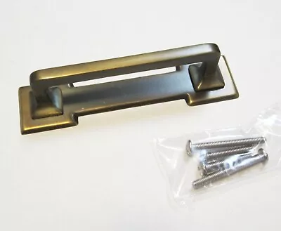 Rejuvenation MISSION 3.5  DRAWER D PULL+BACKPLATE Burnished Antique HARD TO FIND • $14.99