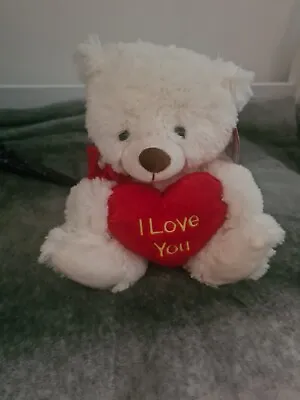 I Love You White Teddy Bear New • £9.99