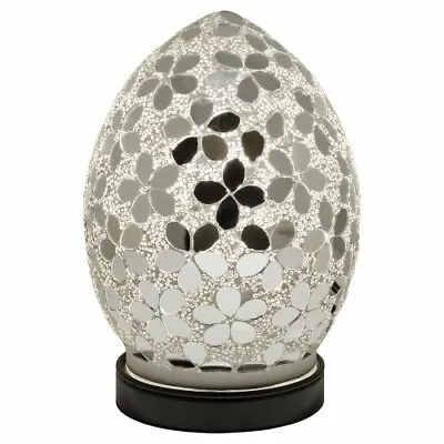 Egg Lamp Mini Mosaic Glass  Mirrored Flower Table Lamp Desk Bedside Study LM71CM • £24.99