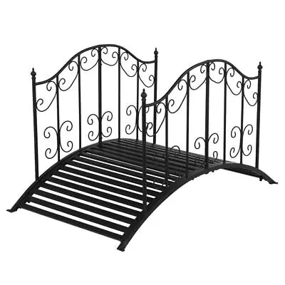 VINGLI 4FT Metal Bridge Yard Arch Path Garden Bridge With Patterned Guardrails • $105.99