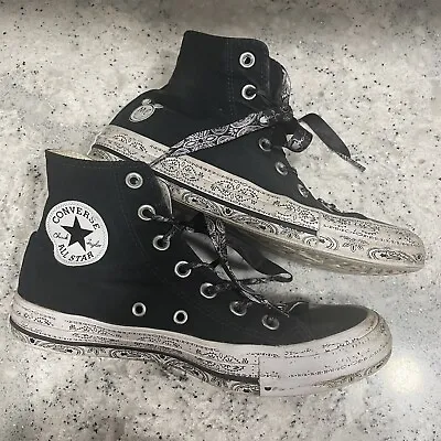 Converse X Miley Cyrus Sneakers Womens 7 Black Chuck Taylor All-Star Hi 162234C • $27.67