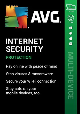 £5.99 • Buy AVG INTERNET SECURITY 2023, 1 Device 1 Year - LATEST DOWNLOAD VERSION