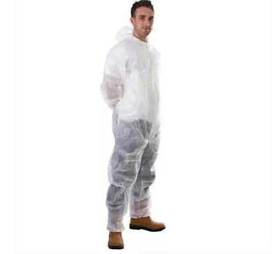 Non Woven Paint Coveralls Overall Medium M PP White Disposable Protection • £4.48