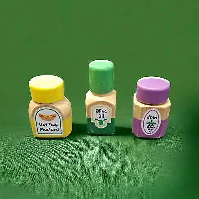 Melissa And Doug Replacement Condiments Olive Oil Mustard Jam Wood Play Food • $15