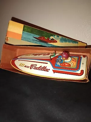 Rare 1950s Miss Cadillac Japanese Tin Speed Boat Toy • $200