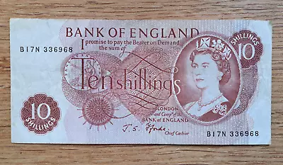 Bank Of England Ten Shillings Banknote - JS FForde Serial B17N 336968 • £3.50