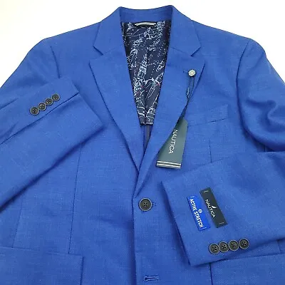 $69.99 • Buy Nautica Active Stretch Blazer Jacket Sport Coat Mens Size 44L Solid Bright Blue