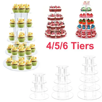 £16.69 • Buy 6 Tiers Circle Round Acrylic Cupcake Party Wedding Cup Cake Stand Holder Display