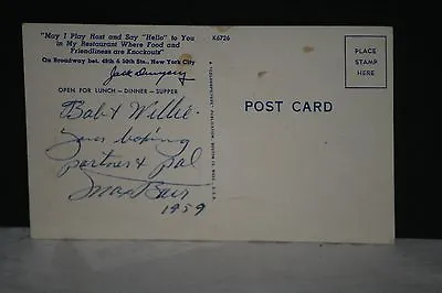 1959 Max Baer Signed & Dated Jack Dempsey/Jess Williard Postcard JSA Letter • $179.99