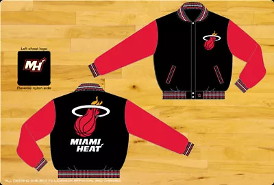 NBA Miami Heat Embroidered 2-Tone Reversible Jacket By JH Designs (XL) NEW • $119.99