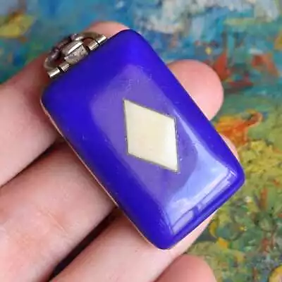 Vintage Rare Juvenia Pendant Sterling Silver 1920 Blue Namel Manual Wind #5842 • $900